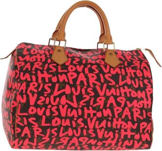 Louis Vuitton Speedy Handbag Limited Edition Monogram Graffiti Pink Canvas Bag (Pre-Owned)