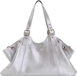 Generic Handbag Female High-end Sense Y2k Sweet Cool Hot Girl Motorcycle Bag Large Capacity Commuting Versatile Travel Tote Bag(silver,A)