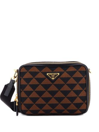 Prada Symbole Zip Around Shoulder Bag Jacquard crossbody bag - Black