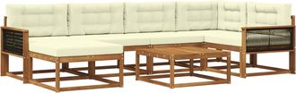 vidaXL Conjunto De Sof&aacute;s De Exterior 7 Uds. Natural Y Crema Vidaxl