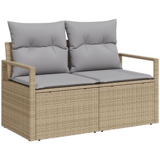 vidaXL Sof&aacute; De Jard&iacute;n Con Coj&iacute;n Beige 120 X 62 X 69cm Rat&aacute;n Sint&eacute;tico Vidaxl
