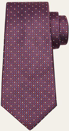 Kiton Mens Micro-Dot Silk 7-Fold Tie
