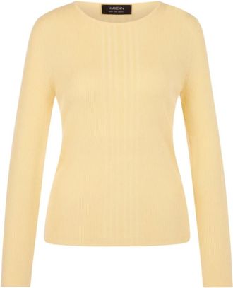 Marc Cain Jacquard Print Katoenmix Trui - Dames - Truien - Geel - Maat: S Katoen