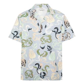 Lanvin Short Sleeve Shirts, male, Multicolor, L, Abstract-print cotton shrit