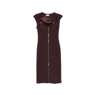 Elisabetta Franchi Midi Dresses, female, Brown, Size: S Zip-up Midi Dress