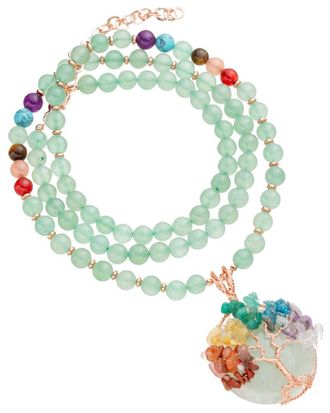 Eyecandy LA Eye Candy La Statement Collection Agate Tree Of Life Necklace