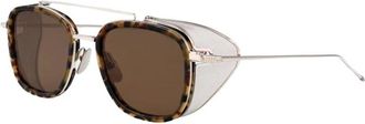 Thom Browne Designer Pilot Sunglasses with Side Shields