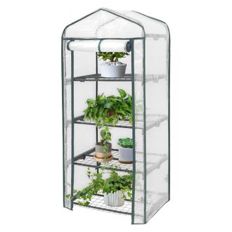Woltu Invernadero De Jard&iacute;n Para Plantas Con 4 Niveles 69x49x158 Cm Invernadero Tipo Caseta De Jard&iacute;n Cultivos Flores Y Verduras Blanco - Woltu