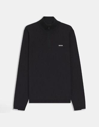 HUGO BOSS Mens K Ever-X Zip Neck Cotton Sweater - Navy - Size: 42