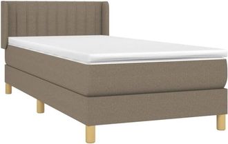 vidaXL Cama Box Spring Con Colch&oacute;n Tela Gris Taupe 90x200 Cm Vidaxl