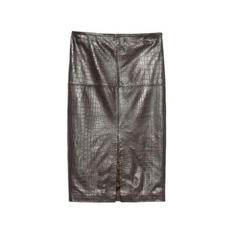 Federica Tosi Crocodile-effect Leather Midi Skirt