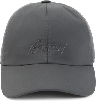 Brioni Geborduurde Baseball Cap - Heren - Petten - Grijs - M - Polyester - Accessoires
