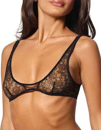 Kiki De Montparnasse Petite Fleur Scoop Neck Soft Bra in Black at Nordstrom, Size X-Small