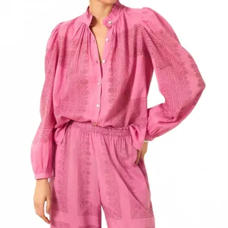 Alix of Bohemia Annabel Pansy Tile Shirt In Fuchsia