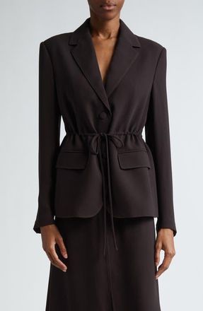 St. John Fluid Satin Back Crepe Drawstring Blazer in Mocha at Nordstrom, Size 2