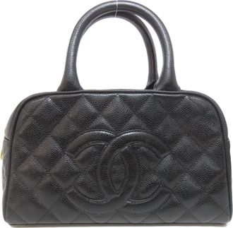 Chanel Matelasse Black Leather Boston Bag (Pre-Owned)