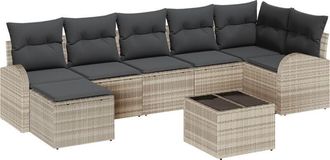 vidaXL Garden Sofa Set 8 pcs Light Grey Poly rattan Vidaxl