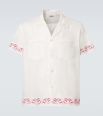 Bode Camicia bowling in popeline di cotone con ricamo
