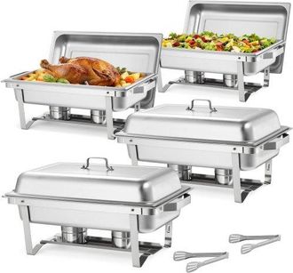 OEM Juego De Platos De Frotamiento Rectangulares 4 X 8,6 L, Calentador De Buffet De Acero Inoxidable De Grado Alimenticio, Calentador De Alimentos Para Ma