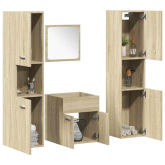 Berkfield Home 4 Piece Bathroom Furniture Set Sonoma Oak Engineered Wood in Brown