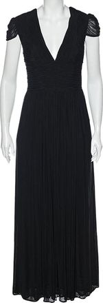 Roberto Cavalli Black Jersey Ruched Maxi Dress
