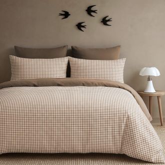 Febronie Juego de cama (65x65) algod&oacute;n lavado avellana 260x240