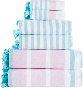 Brooks Brothers Stripe Turkish Cotton 6-Piece Towel Set in Pink at Nordstrom Rack, Size 6 Piece Set