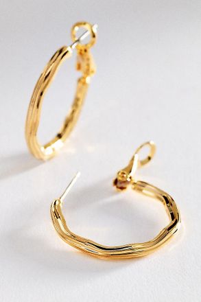 Anthropologie Ribbed Hoop Earrings