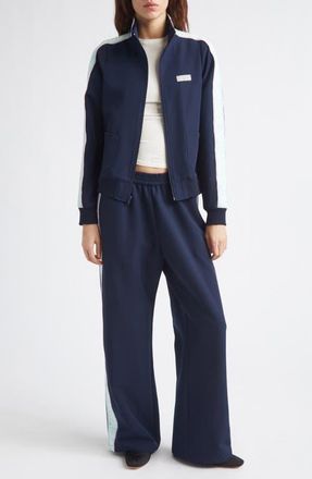 Sandy Liang Lia Side Stripe Jacket in Navy at Nordstrom, Size X-Small