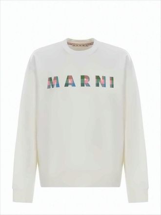 Marni Long Sleeve Cotton Sweatshirt With Geometric Logo