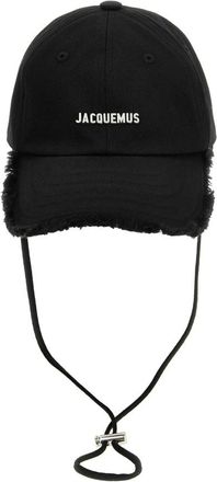 Jacquemus Le Bob Artichaut Geborduurde Katoenen Pet - unisex - Petten - Zwart - ONE Size - Katoen - Accessoires