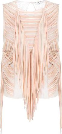 Elisabetta Franchi Tops, Dames, Roze, S, Floral Lace Fringed Top