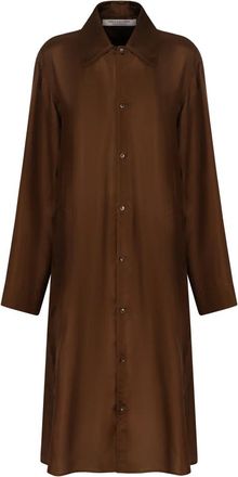 Philosophy di Lorenzo Serafini Zijden Shirt Stijl Jas - Dames - Shirt Kleedjes - Bruin - M - Kleedjes