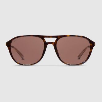 Gucci Specialized-fit Navigator Sunglasses, Brown