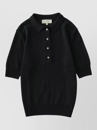 STUDIO NICHOLSON polo knit top short sleeves ribbed collar