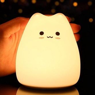 OEM Bonita Luz Nocturna Port&aacute;til - Pilas - Silicona Suave - Regalo De Cumplea&ntilde;os - Ni&ntilde;as Y Ni&ntilde;os - Lindo Gato
