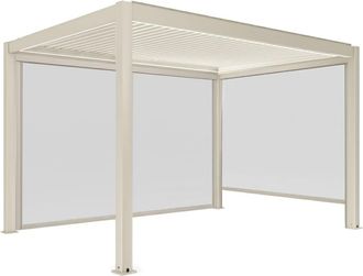 Oviala P&eacute;rgola bioclim&aacute;tica motorizada independiente, 3 x 4 m y 2 persianas