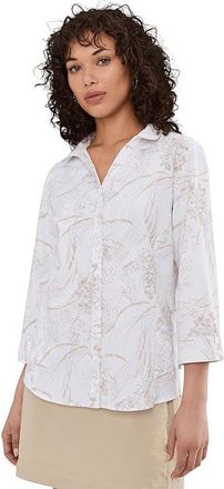 Royal Robbins Expedition Pro 3/4 Sleeve Womens Clothing White Meadow Print : XL, Polyester