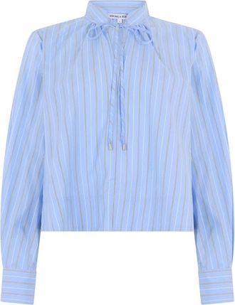 Veronica Beard Kaits gestreepte cropped blouse met lange mouwen - Dames - Blouses - Blauw - XS - Katoen - Overhemden
