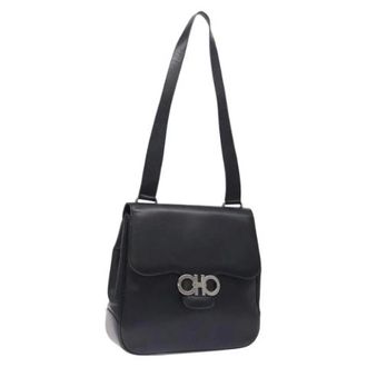 Ferragamo Tweedehands leren schoudertassen - Dames - Pre-owned - Zwart - Maat: ONE Size Leer