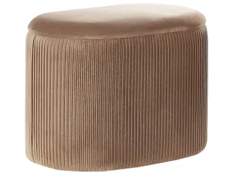 Beliani Pouf In Velluto Beige Con Contenitore Richland