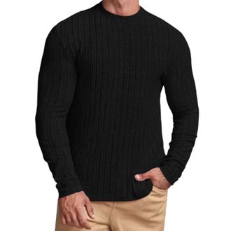 Generic Mens Crew Neck Combat Jumpers Tops Workout Pullover Sweater Slim Fit Crewneck Shirt Long Sleeve Knitwear Mock Neck Winter Warm Knitted Pullover Sweate