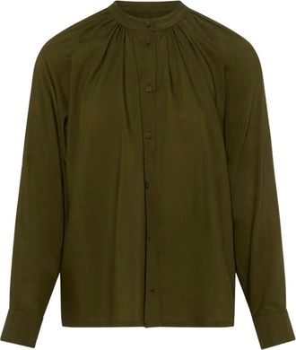 Yves Salomon pleated-neck shirt - Green