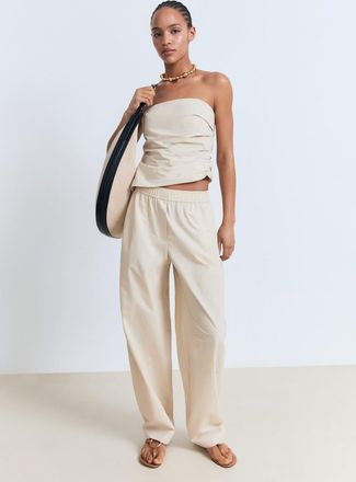 Mango Pantaloni paperbag cotone grezzo - Donna - XXS - MANGO