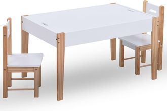 vidaXL Vidaxl - Set Sedie E Tavolo Lavagna Per Bambini 3 Pz Nero E Bianco