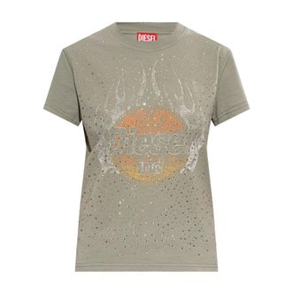 Diesel Tops, Dames, Groen, XS, Katoen, T-Maggy-Cry T-Shirt