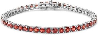 House of Brilliance 925 Sterling Silver 10.0 Cttw Created Orange Garnet Tennis Bracelet - 7.25 in White at Nordstrom