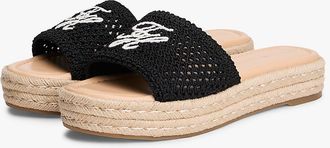 Tommy Hilfiger Womens Script Monogram Espadrille Sandal - Black - US 10 / EU 42