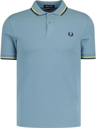 Fred Perry Herenpoloshirt met dubbele kraag (Zilver/Navy Blauw)