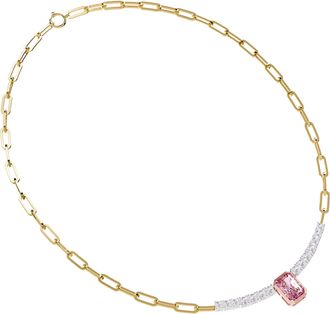 Diamond2Deal 14k Two-tone Gold 4.5 Ct Pink & White Radiant Cut Lab Grown Diamond Pendant Necklace 18 Chain VVS2